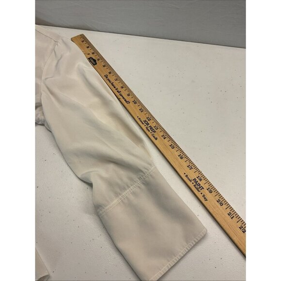 St‎ John Silk Blouse Ivory Button Up Pointed Collar Size 16 - Picture 9 of 12